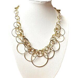 Golden Circles Link 16” Necklace Lots of Circles Has 2” Extender Mint Fun Boho